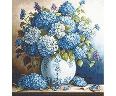 luca S Siuvinėto kryželio rinkinys "Vaza su hortenzijais" 32x33 cm SB700
