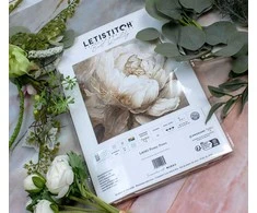 LetiStitch luca S Skaičiuojamo kryžminio dygsnio rinkinys „Peony Poses“ 35x35cm SLETIL8083