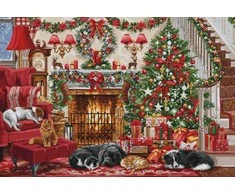 luca S Skaičiuojamo kryžminio dygsnio rinkinys „Cosy Fireplace“ 49x33cm SBU5041