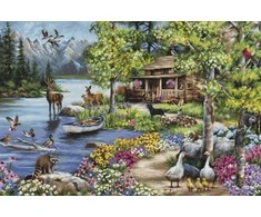 luca S Kryželiu siuvinėjimo rinkinys Cabin By The Lake 51x34 cm SB2410