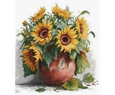luca S Siuvinėtas kryželiu rinkinys "Saulėgrąžos" 28x30cm SB7021