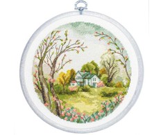 luca S Siūlų kryželiu rinkinys su lankelis "Pavasaris" 17x17 cm SBC219
