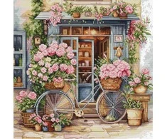 luca S Skaičiuotas kryželiu siuvinėjimo rinkinys "Flowers Shop" 32 x 32 cm SBU5044