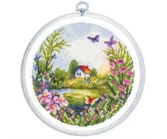 luca S Skaičiuojamo kryželiu siuvinėjimo rinkinys su lanku „The Summer“ 17x17 cm SBC220