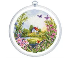 luca S Skaičiuojamo kryželiu siuvinėjimo rinkinys su lanku „The Summer“ 17x17 cm SBC220