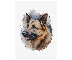 luca S Siuvinėtas kryželiu rinkinys su lankeliu "Vokiečių aviganis" 17x21cm SBC214