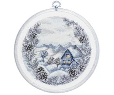 luca S Skaičiuotas kryželiu siuvinėjimo rinkinys su lankeliu "Žiema" 17x17 cm SBC218