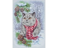 LetiStitch luca S Kryželių siuvinėjimo rinkinys "Žiemos katė" 19x28cm SLETIL8997