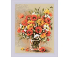 Riolis Siuvinėjimo kryželiu rinkinys. "Lauko aguonos" 24x30 cm SR2306
