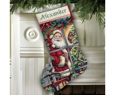 Dimensions Simplicity Creative Corp Kryželiu siuvinėjimo rinkinys Candy Cane Santa Stocking D08778