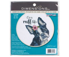 Dimensions Simplicity Creative Corp Skaičiuojamo kryžminio dygsnio rinkinys su bambuko lankeliu Ruff Life D72-76108