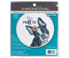 Dimensions Simplicity Creative Corp Skaičiuojamo kryžminio dygsnio rinkinys su bambuko lankeliu Ruff Life D72-76108