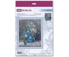Riolis Kryželiu siuvinėjimo rinkinys "Pavasario puokštė pagal P. A. Renoir paveikslą" 40x50 SR2137