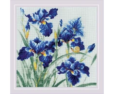 Riolis Kryželiu siuvinėjimo rinkinys Mėlyni ir irizai 30x30 SR2102