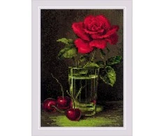 Riolis Kryželiu siuvinėjimo rinkinys Rožė ir Sweet Cherry 15x21 SR2123