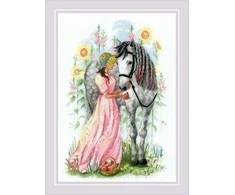 Riolis Kryželių siuvinėjimo rinkinys Horse Girl 21x30 SR2071