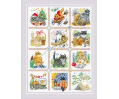 Riolis Kryželių siuvinėjimo rinkinys Katės Kalendorius 30x40 SR2136