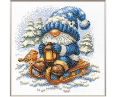 Riolis Kryželiu siuvinėjamas rinkinys "Snieguotas nykštukas" 20x20 cm SRA1045