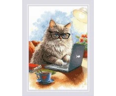 Riolis Kryželiu siuvinėjimo rinkinys „Meowmoirų rašytojas“ 21x30 cm SR2263