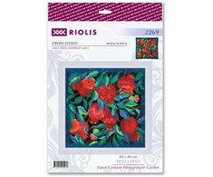 Riolis Kryželiu siuvinėjimo rinkinys "Panelis/pagalvėlė Granatų sodas" 40x40 cm SR2269