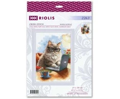 Riolis Kryželiu siuvinėjimo rinkinys „Meowmoirų rašytojas“ 21x30 cm SR2263