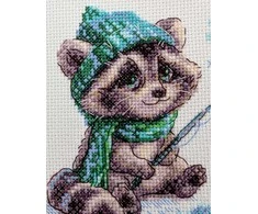 Riolis Kryželiu siuvinėjimo rinkinys „Smalsus meškėnas“ 15x15 cm SRA1017