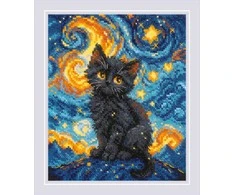 Riolis Kryželių siuvinėjimo rinkinys. „Žvaigždėtas katinas“ 15x18 cm SR2288