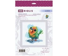Riolis Kryželiu siuvinėjimo rinkinys „Maža papūga“ 15x15 cm SR2284