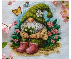 Riolis Siuvinėjimo kryželiu rinkinys "Žydintis nykštukas" 20x20 cm SRA1042
