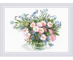Riolis Kryželiu siuvinėjimo rinkinys "Švelnios ramunės" 30x21 cm SR2277