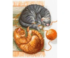 Riolis Siuvinėjimo kryželiu rinkinys "Katės ir siūlai" 20x20 cm SRA1035