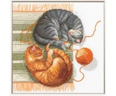 Riolis Siuvinėjimo kryželiu rinkinys "Katės ir siūlai" 20x20 cm SRA1035