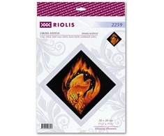 Riolis Kryželiu siuvinėjimo rinkinys „Liepsnojantis feniksas“ 20x20 cm SR2259