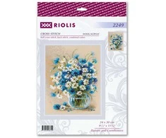 Riolis Kryželiu siuvinėjimo rinkinys „Ramunės ir rugiagėlės“ 24x30 cm SR2249