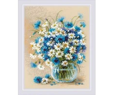 Riolis Kryželiu siuvinėjimo rinkinys „Ramunės ir rugiagėlės“ 24x30 cm SR2249