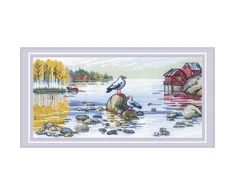 Riolis Siuvinėjimo kryželiu rinkinys "Prie ežero" 27x13 cm SR2328