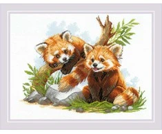 Riolis Kryželiu siuvinėjimo rinkinys Raudonosios pandos jaunikliai 40x30 SR2257