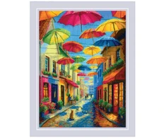 Riolis Siuvinėjimo kryželiu rinkinys "Spalvoti skėčiai" 30x40 cm SR2335