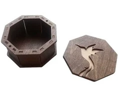 Kind Fox by Wizardi Yuliya Ausianikava ind. veikla pgl. pazyma Nr. 1201908 Aštuonkampė medinė dėžutė "Kolibrio“ 9,5*9,5*4,5 cm KF057/64