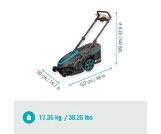 Gardena PowerMax Duo 46/36V Dual-Blade akumuliatorinės vejapjovės komplektas su P4A baterija