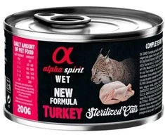 Alpha Spirit WET konservas sterilizuotoms katėms su kalakutiena 200g 6vnt (Geriausias iki 2026.06)