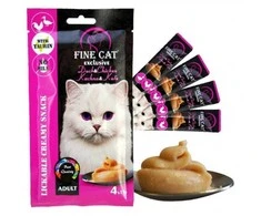 FINE CAT Cremy skanėstas katėms su antiena ir vištiena 4x15g (24)
