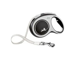 Flexi New Comfort Automatinis juostinis pavadėlis, 5 m / šunims iki 25kg / spalva: juoda ir balta