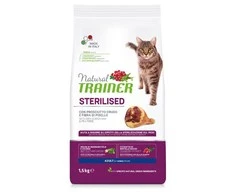 Natural Trainer Cat adult Sterilised HAM su vytintu kumpiu 1.5kg