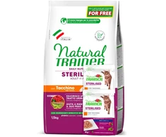 Natural Trainer Cat Adult Sterilised kalakutiena su kalakutiena 1.5kg+2konservai