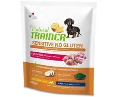 Natural Trainer ADULT DOG SENSITIVE be gliuteno MINI su triušiena 800g