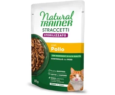 NATURAL TRAINER Straccetti CAT Sterilized konservas su vištiena 85g 12vnt (24)