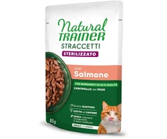 NATURAL TRAINER Straccetti CAT Sterilized konservas su lašiša 85g 12vnt (24)