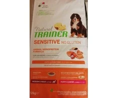Natural Trainer DOG SENSITIVE be gliuteno PUPPY&amp;JUNIOR Medium/Maxi su lašiša 12kg