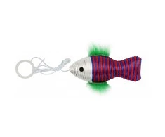 PET NOVA Fish žaislas katei su virvele 10x4cm 3vnt